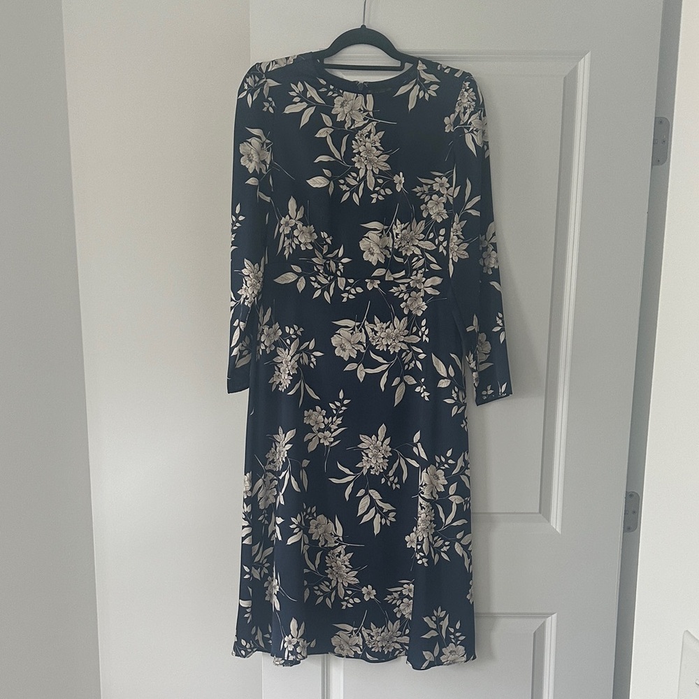 Vince Camuto Navy Floral Long Sleeve Dress